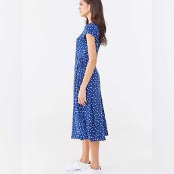NEW Forever 21 Blue & White Polka Dot Wrap Dress NWT - Picture 4 of 5